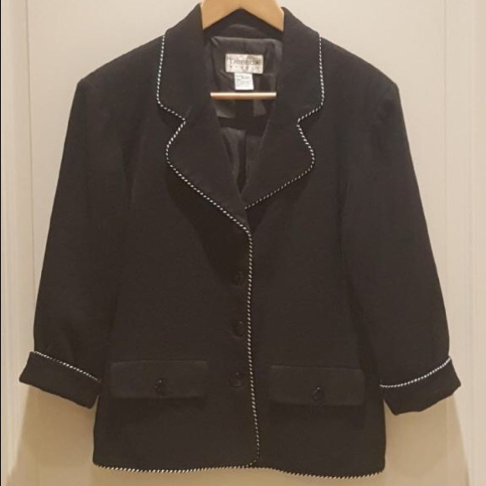 Vintage Black Blazer W/ Silver Trim